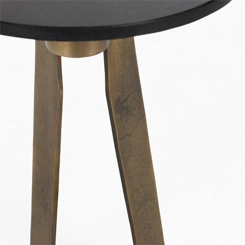 Pemberly Row Modern Transitional Black Finish Marble Accent Table