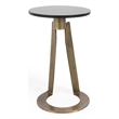 Pemberly Row Modern Transitional Black Finish Marble Accent Table