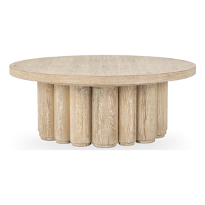 Pemberly Row Transitional 48&quot White Washed Oak Veneer Wood Coffee Table