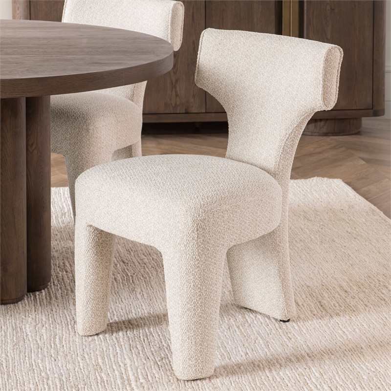 Pemberly Row Upholstered Polyester Fabric Dining Chair Cream