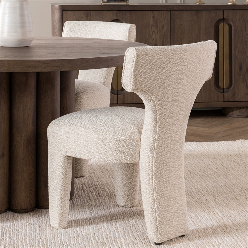 Pemberly Row Upholstered Polyester Fabric Dining Chair Cream