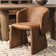 Pemberly Row Transitional Upholstered Brown Leather Fabric Dining Chair
