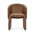 Pemberly Row Transitional Upholstered Brown Leather Fabric Dining Chair