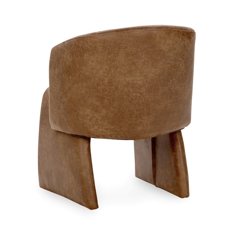 Pemberly Row Transitional Upholstered Brown Leather Fabric Dining Chair