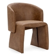 Pemberly Row Transitional Upholstered Brown Leather Fabric Dining Chair