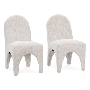 Pemberly Row Set of 2 Upholstered Polyester Fabric Dining Chair Cream