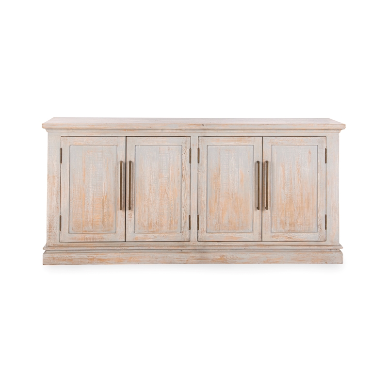 Pemberly Row Transitional Reclaimed Pine Wood Sideboard Buffet Blue