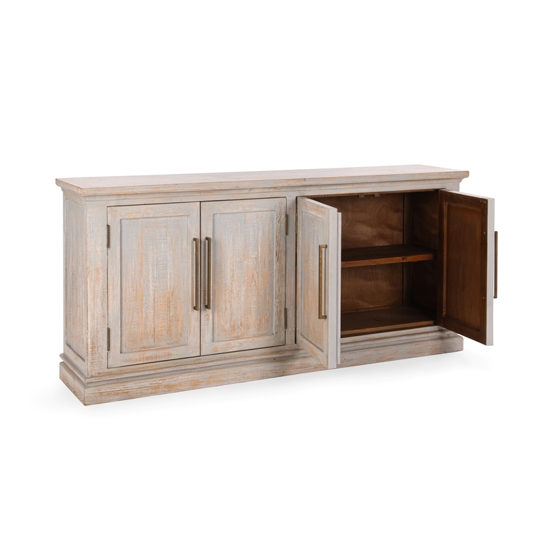 Pemberly Row Transitional Reclaimed Pine Wood Sideboard Buffet Blue
