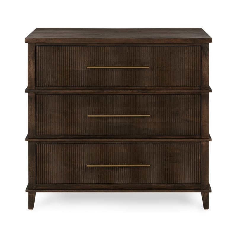 Pemberly Row Traditional 3-Drawer Mango Wood Chest Cabinet Brown