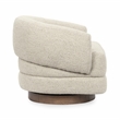 Pemberly Row Upholstered Cream Fabric Wood Frame Swivel Accent Chair