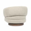 Pemberly Row Upholstered Cream Fabric Wood Frame Swivel Accent Chair