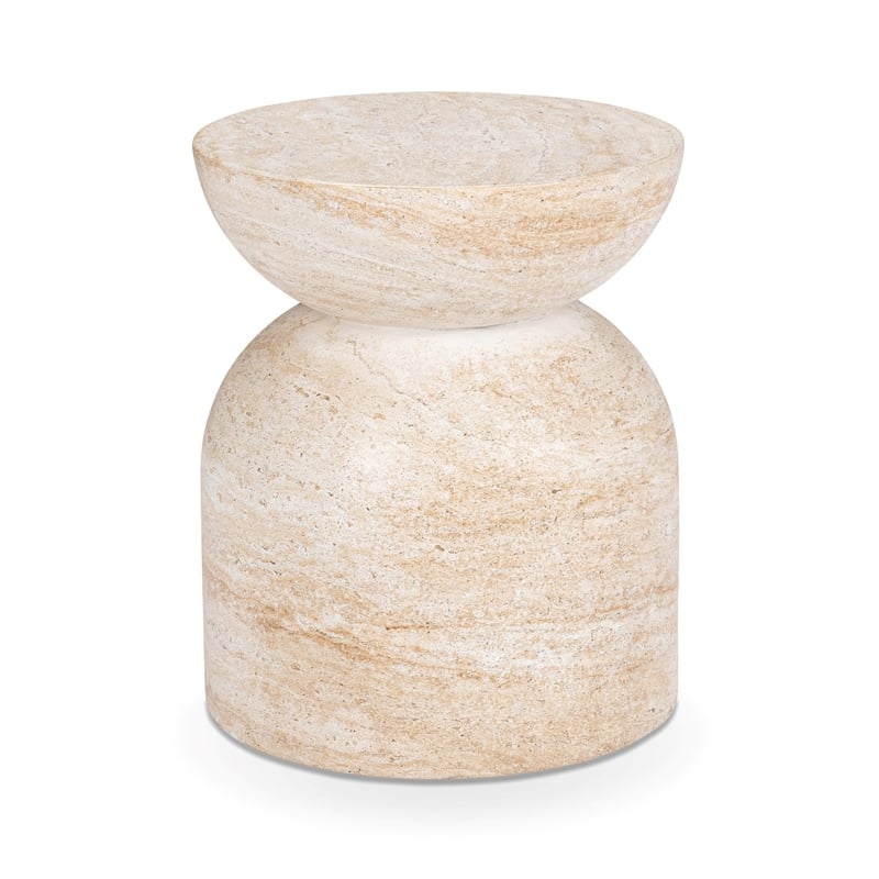 Pemberly Row Contemporary Outdoor Concrete Stool Beige Finish