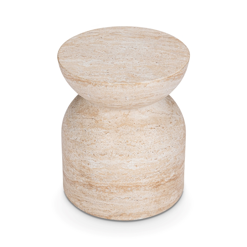 Pemberly Row Contemporary Outdoor Concrete Stool Beige Finish