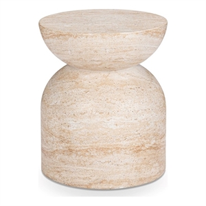 Pemberly Row Contemporary Outdoor Concrete Stool Beige Finish