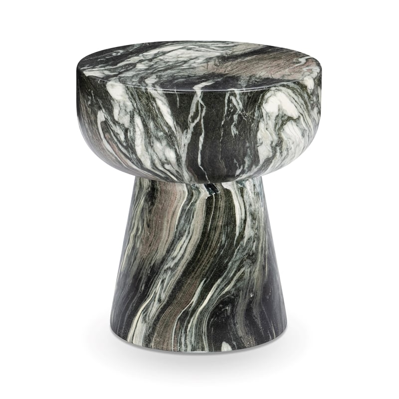 Pemberly Row Contemporary Concrete Outdoor Green Finish Stool