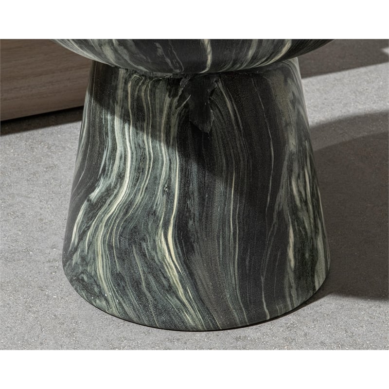 Pemberly Row Contemporary Concrete Outdoor Green Finish Stool