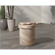 Pemberly Row Contemporary Concrete Outdoor Stool Beige Finish