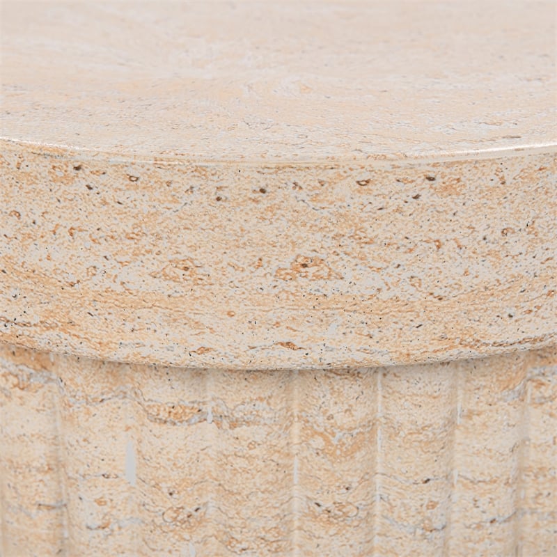 Pemberly Row Contemporary Concrete Outdoor Stool Beige Finish