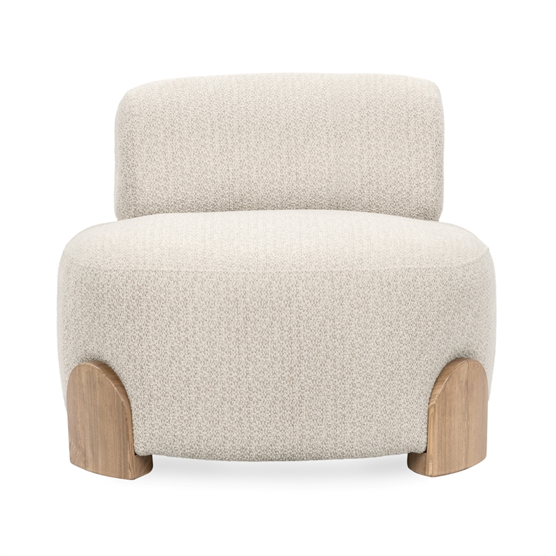 Pemberly Row Transitional Polyester Lounge Accent Chair Cream