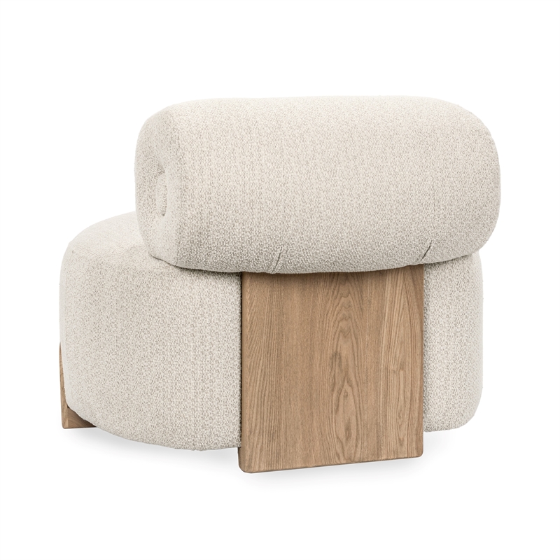 Pemberly Row Transitional Polyester Lounge Accent Chair Cream