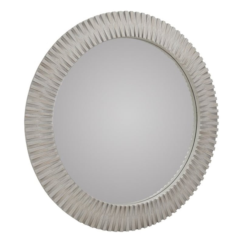 Pemberly Row Modern Transitional Mango Wood Mirror Gray Finish