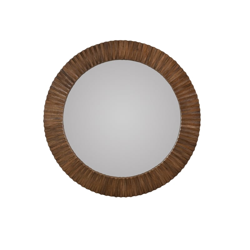 Pemberly Row Modern Transitional Mango Wood Mirror Brown Finish