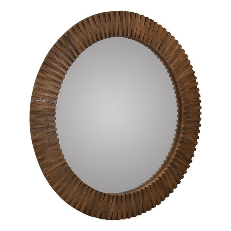 Pemberly Row Modern Transitional Mango Wood Mirror Brown Finish