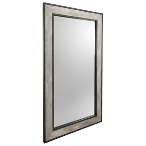 Pemberly Row Transitional Reclaimed Pine Floor Mirror Concrete Gray