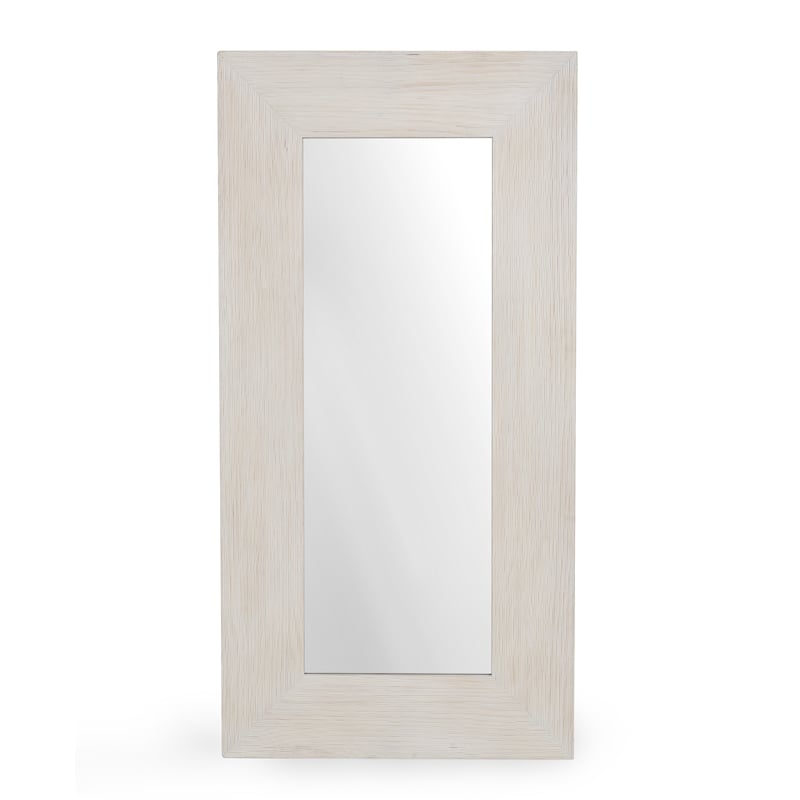 Pemberly Row Transitional Pine Wood Floor Mirror White Finish