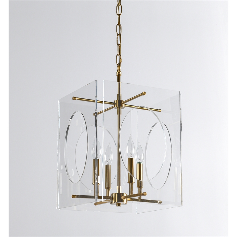 Pemberly Row Transitional Brass Transparent Acrylic Chandelier