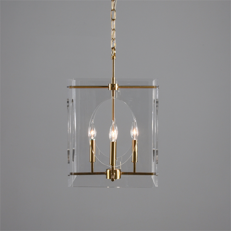 Pemberly Row Transitional Brass Transparent Acrylic Chandelier