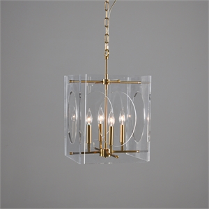 Pemberly Row Transitional Brass Transparent Acrylic Chandelier