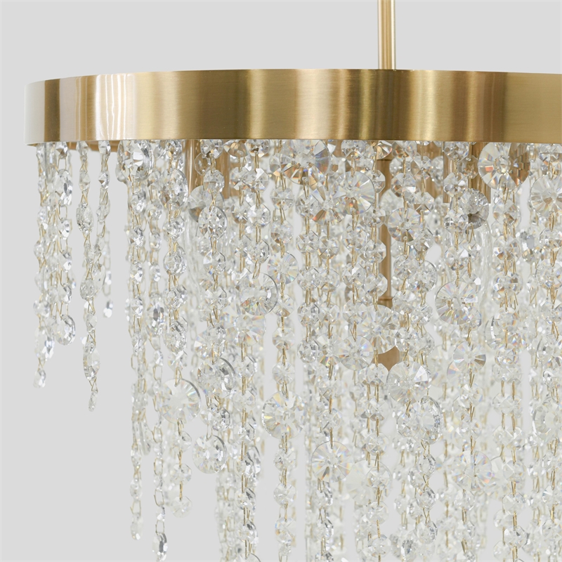 Pemberly Row Modern Transitional Kristen Brass Glass Chandelier