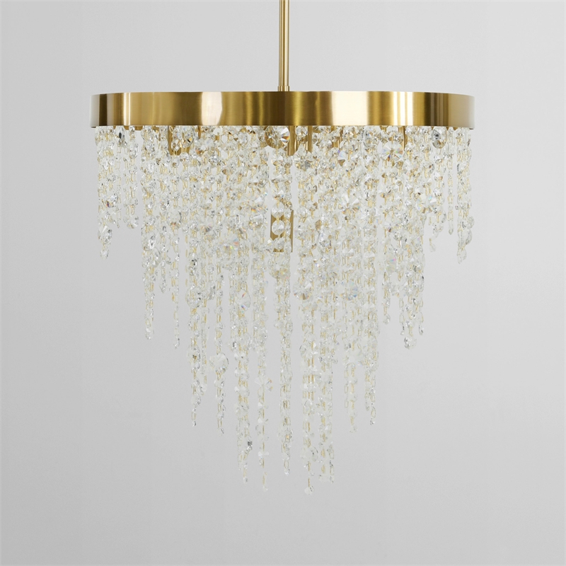 Pemberly Row Modern Transitional Kristen Brass Glass Chandelier