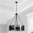 Pemberly Row Contemporary 8-Light Glass Chandelier Black Finish