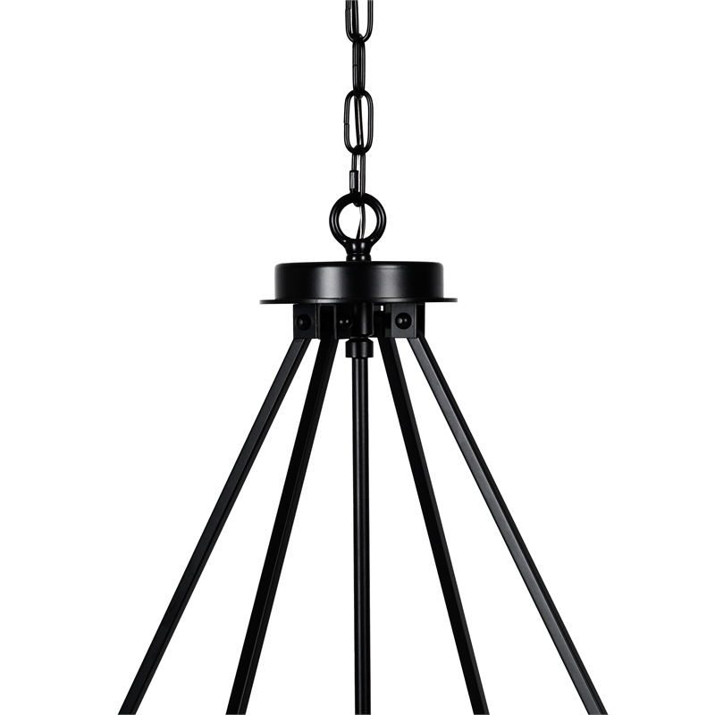 Pemberly Row Contemporary 8-Light Glass Chandelier Black Finish