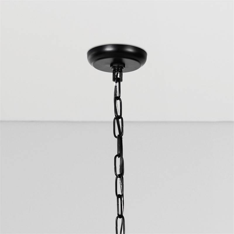 Pemberly Row Contemporary 8-Light Glass Chandelier Black Finish