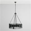 Pemberly Row Contemporary 8-Light Glass Chandelier Black Finish