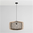 Pemberly Row Modern Transitional Black Finish Rattan Pendant Light