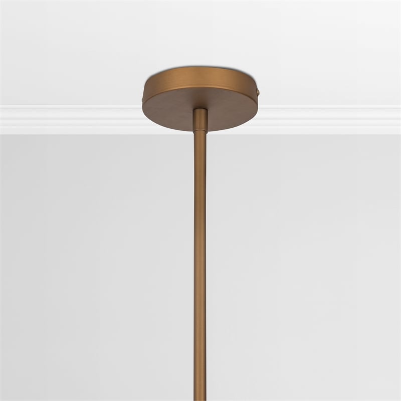 Pemberly Row Traditional Gold White Finish Rattan Pendant Light