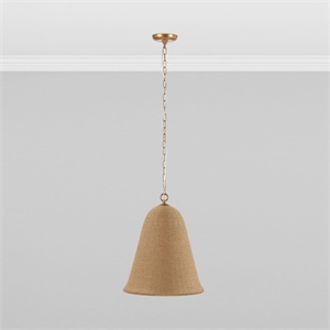 Pemberly Row Traditional Natural Finish Rattan Pendant Light