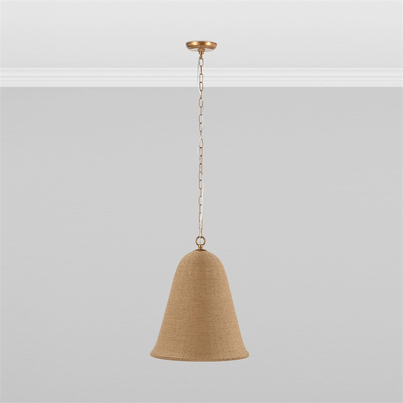 Pemberly Row Traditional Natural Finish Rattan Pendant Light