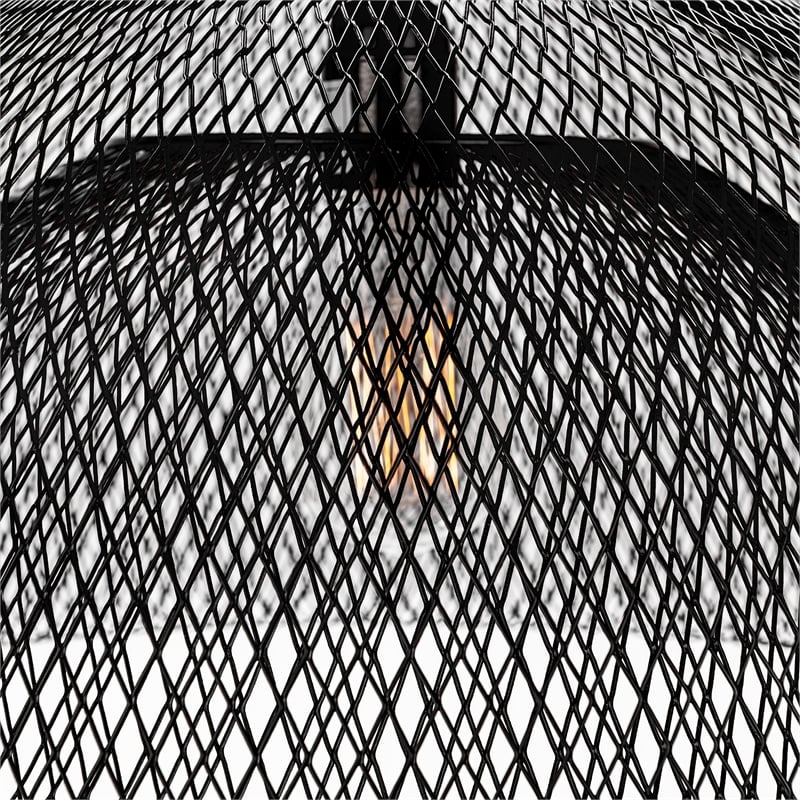 Pemberly Row Modern Transitional Black Finish Iron Medium Pendant