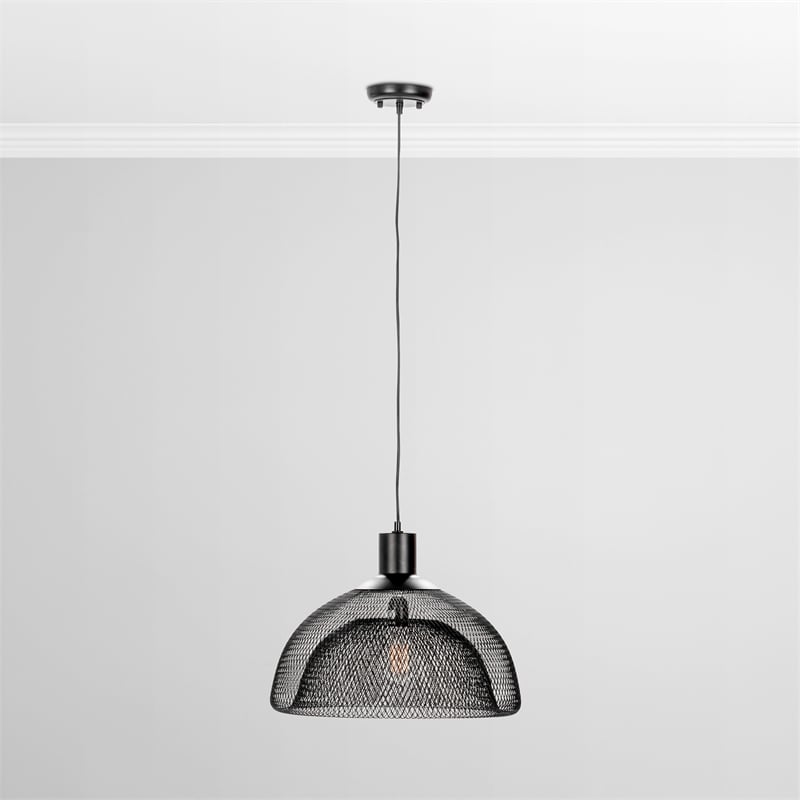 Pemberly Row Modern Transitional Black Finish Iron Medium Pendant
