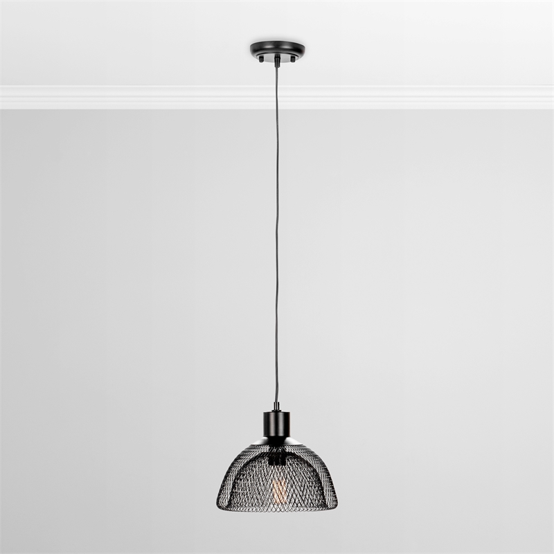 Pemberly Row Modern Transitional Black Finish Iron Small Pendant