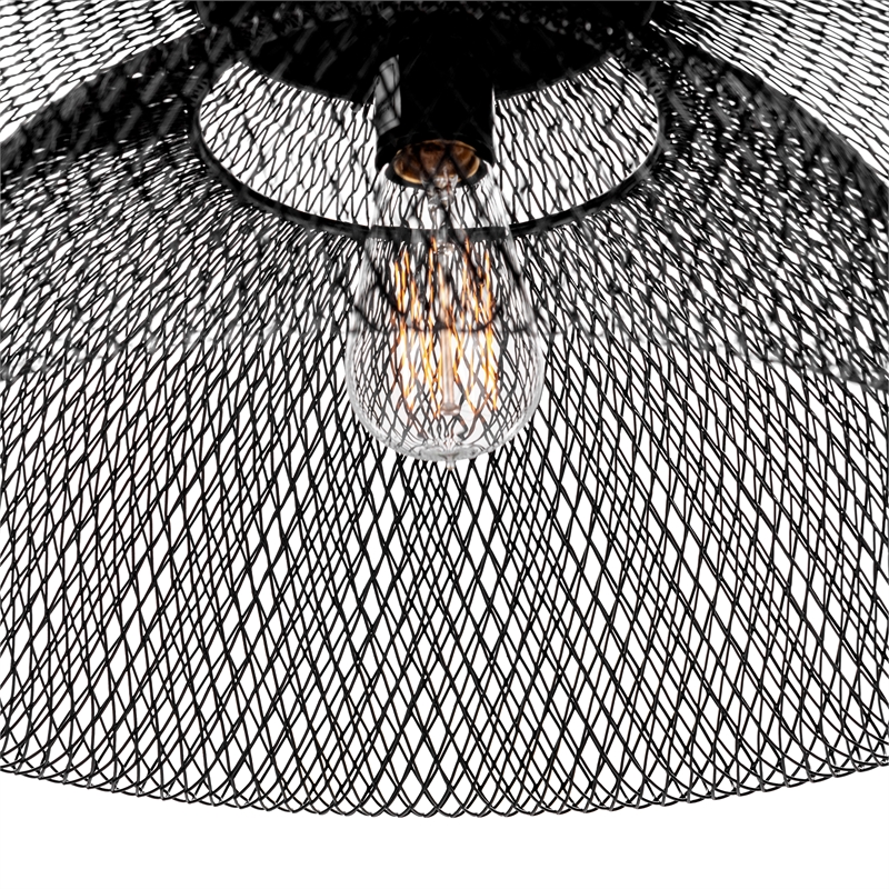 Pemberly Row Modern Transitional Black Finish Iron Large Pendant