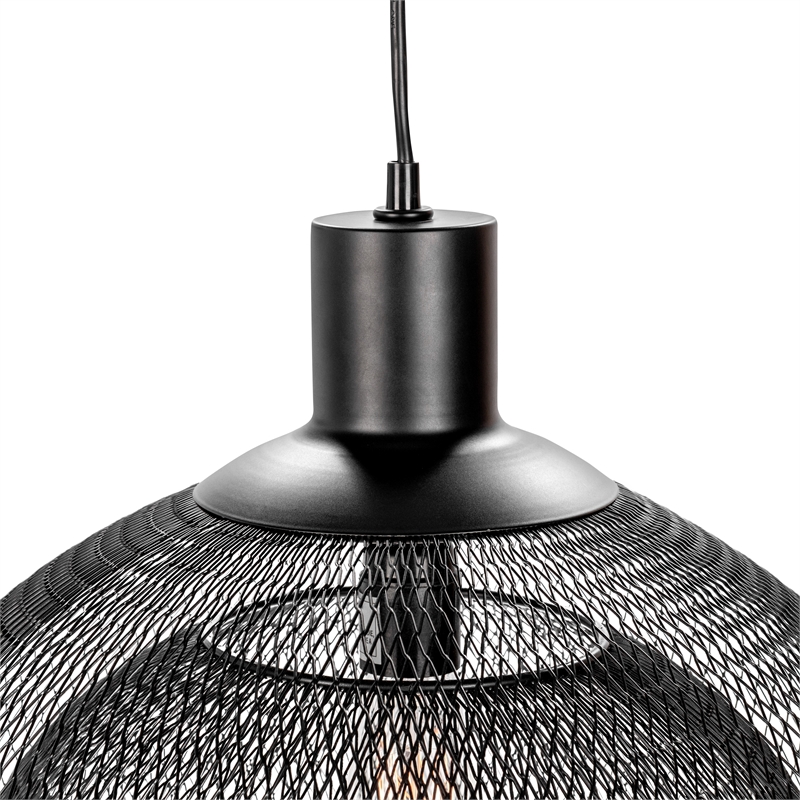 Pemberly Row Modern Transitional Black Finish Iron Large Pendant