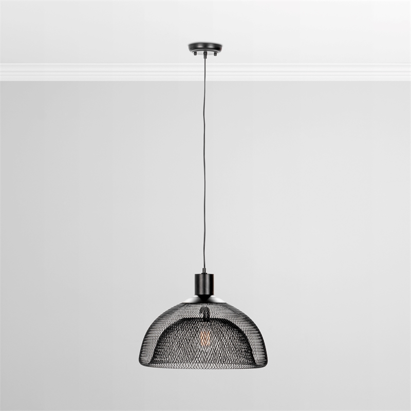 Pemberly Row Modern Transitional Black Finish Iron Large Pendant