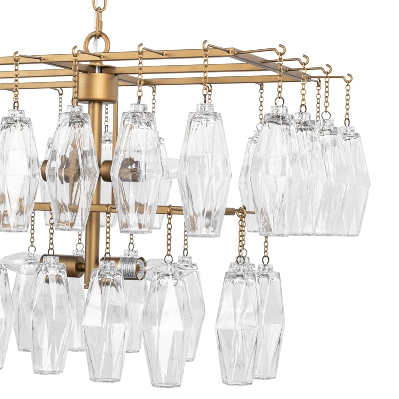 Pemberly Row Diamond Flute-shaped Glass Brass Iron Chandelier