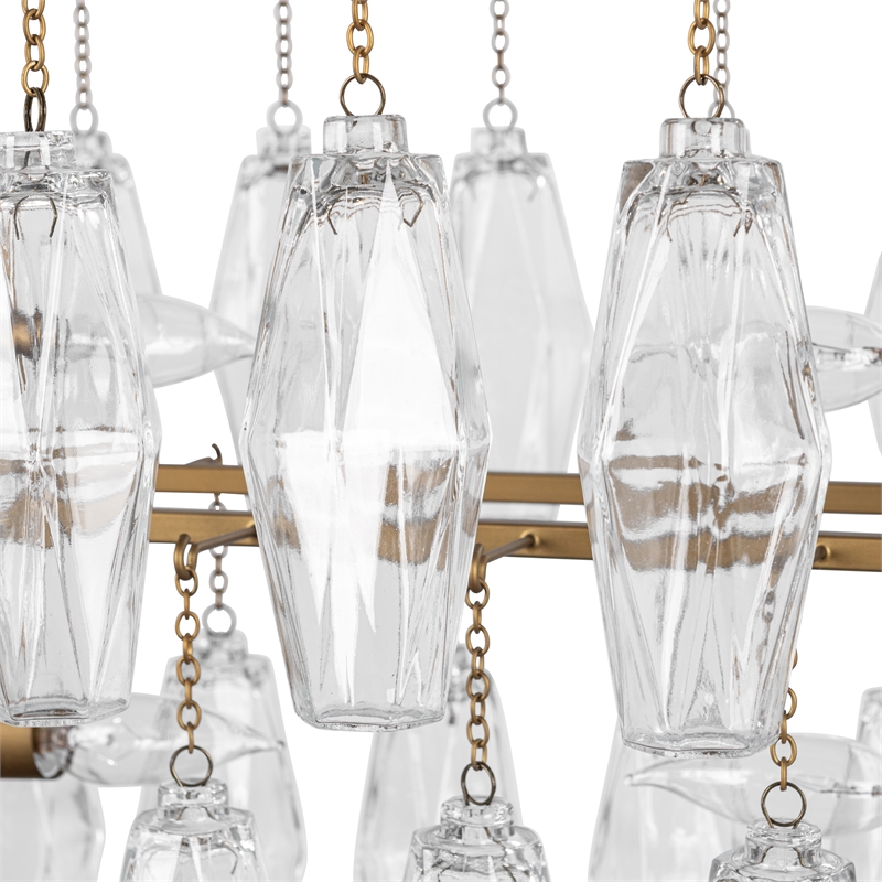 Pemberly Row Diamond Flute-shaped Glass Brass Iron Chandelier